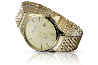 Жълт 14k 585 златен мъжки часовник Geneve mw017y&mbw013yo