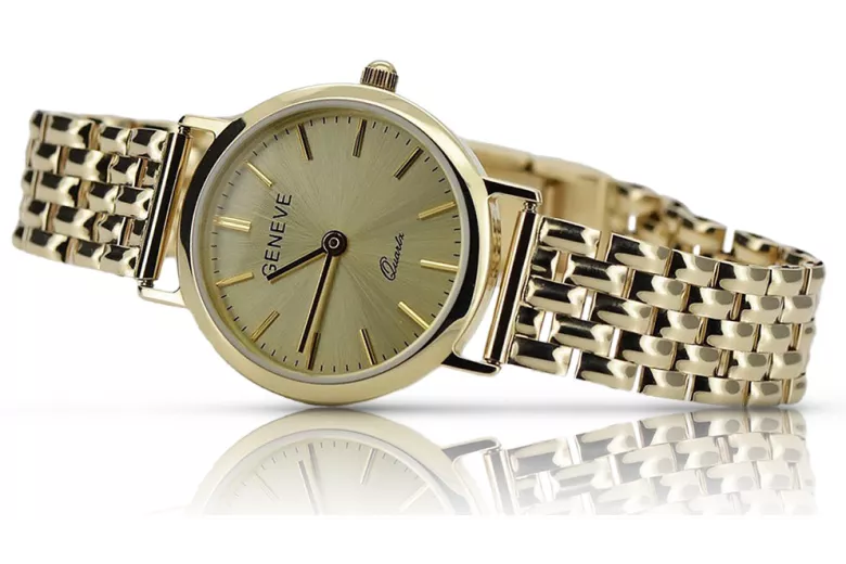 Goldene Herrenuhr Geneve ★ zlotychlopak.pl ★ Gold Reinheit 585 333 Niedriger Preis!