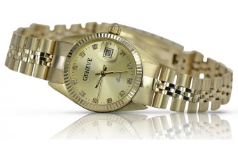 Italian yellow 14k gold 585 lady Geneve watch lw091y