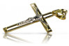 "Artisanal 14K Yellow White Gold Catholic Cross in Vintage Italian Rose Pink Style" ctc001yw