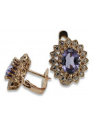 "Authentic Vintage 14K Rose Gold Alexandrite Earrings - Timeless Elegance vec125" Vintage