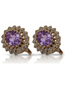 Original Vintage-Roségold 14k Amethyst-Ohrringe vec125 - Einzigartiger Schmuck Vintage