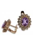 Original Vintage-Roségold 14k Amethyst-Ohrringe vec125 - Einzigartiger Schmuck Vintage