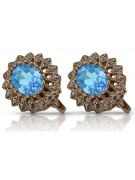 "Aquamarine Classic Vintage Earrings Crafted in 14K Rose Gold vec125" Vintage