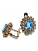 "Aquamarine Classic Vintage Earrings Crafted in 14K Rose Gold vec125" Vintage