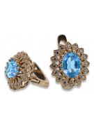 "Aquamarine Classic Vintage Earrings Crafted in 14K Rose Gold vec125" Vintage