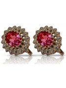 "Bijou d'époque : Boucles d'oreilles en rubis sur or rose 14 carats vec125" Vintage