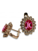 "Bijou d'époque : Boucles d'oreilles en rubis sur or rose 14 carats vec125" Vintage