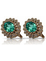 "14k Rose Gold Vintage Original Emerald Earrings vec125" Vintage