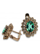 "14k Rose Gold Vintage Original Emerald Earrings vec125" Vintage