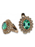 "14k Rose Gold Vintage Original Emerald Earrings vec125" Vintage