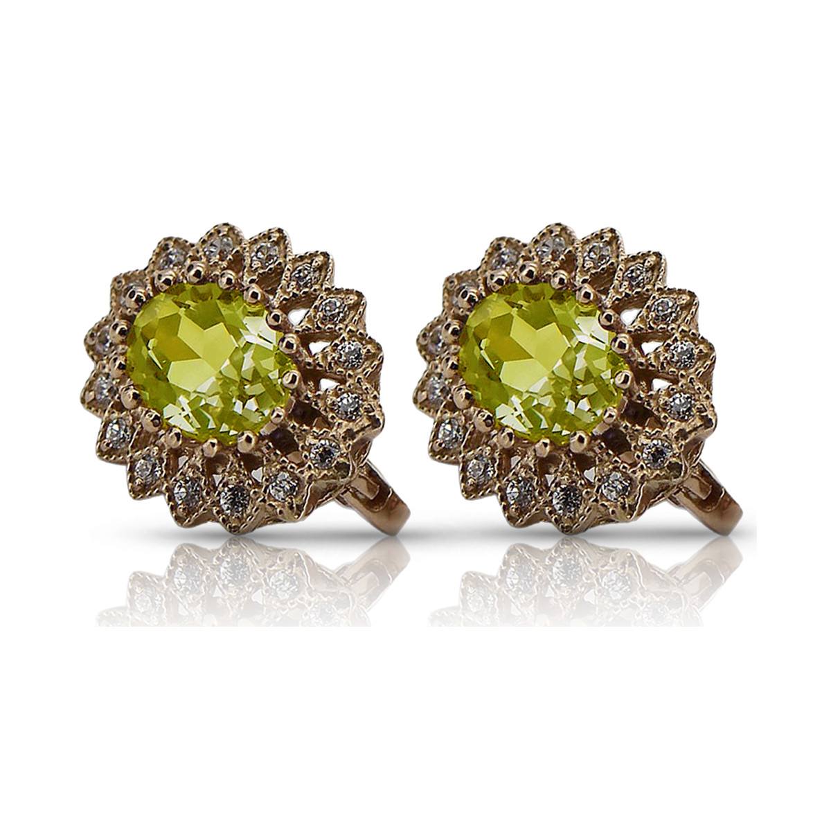 "Cercei Peridot autentici din aur roz de 14k, model vintage vec125" Vintage