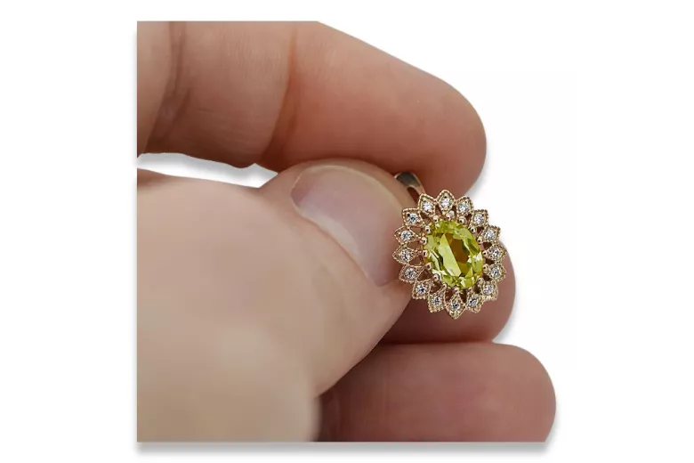 "Cercei Peridot autentici din aur roz de 14k, model vintage vec125" Vintage