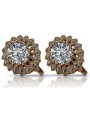 14K Rose Gold Zircon Earrings in Vintage Style vec125