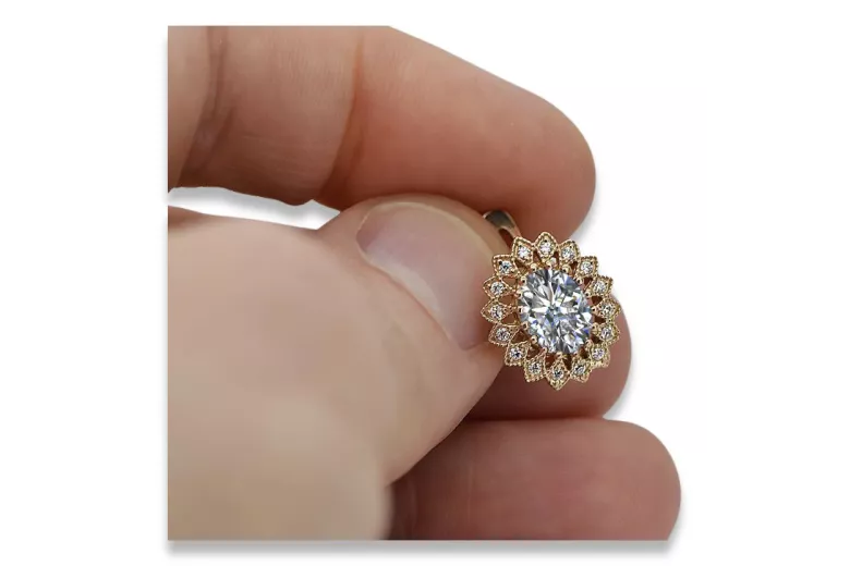 "Bijuterii unice: Cercei din aur roz vintage de 14k cu zircon vec125" Vintage