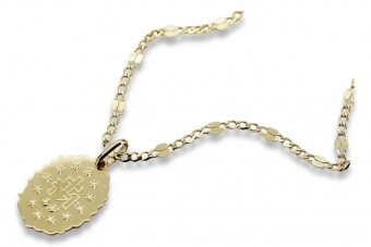 copy of Medallón de la Madre de Dios de oro de 14k y cadena de serpiente pm005y&cc080y