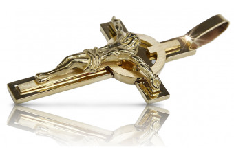 Italian yellow 14k gold Catholic Jesus cross ctc010y