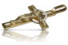 "Luxurious 14K Yellow White Gold Catholic Jesus Cross, Italian Craftsmanship" ctc010yw