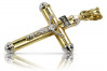 "Elegant 14K Yellow White Gold Jesus Cross - Italian Catholic Design" ctc015yw