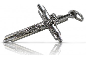 "Beautiful Italian Catholic Cross in 14K White Gold" ctc017w