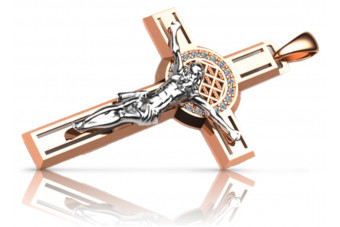 Rose russe rose rose soviétique or 14 carats catholique Jezus croix ctc024rw