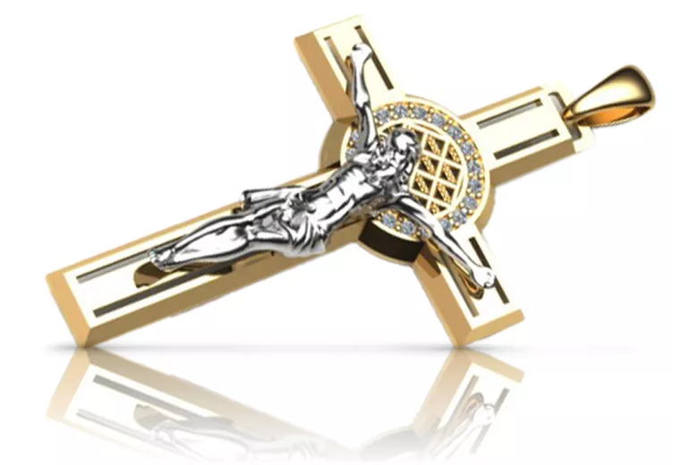 Golden Catholic Cross ★ russiangold.com ★ Gold 585 333 Low price