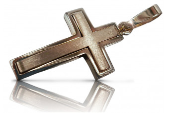 "Luxurious 14K Rose Gold Vintage Catholic Cross in Red and Pink Tones" ctc026r