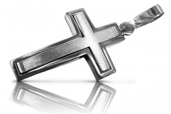 "14K White Gold Pendant with Beautiful Catholic Cross Design" ctc026w