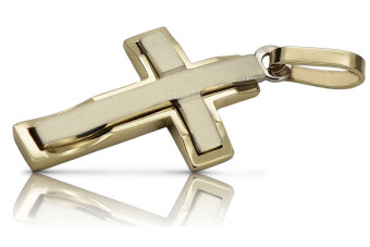 Yellow 14k gold Catholic cross ctc095y