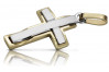 Emblemática Cruz Católica en Oro de 14 Quilates, Diseño Bicolor Blanco y Amarillo ctc095yw