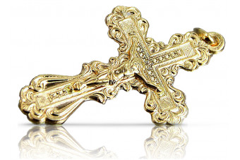 Italian yellow 14k 585 gold Orthodox cross oc002y