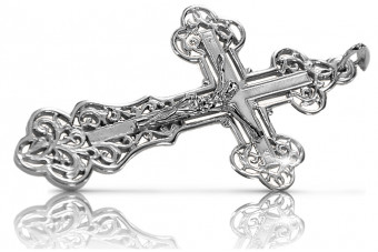 "Elegant 14K White Gold Orthodox Cross Ornament" oc003w