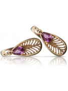 "14 Karat Original Vintage-Roségold Amethyst Ohrringe vec067" Vintage