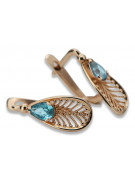 "Luxurious Aquamarine 14K Rose Gold Vintage Earrings vec067". Vintage