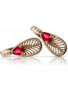 "Rubis vintage et boucles d'oreilles en or rose 14 carats 585 vec067" Vintage