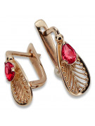 Classic Vintage 14K Rose Gold Earrings with Stunning Ruby Accents vec067