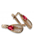 "Rubis vintage et boucles d'oreilles en or rose 14 carats 585 vec067" Vintage