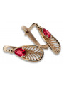 "Rubis vintage et boucles d'oreilles en or rose 14 carats 585 vec067" Vintage