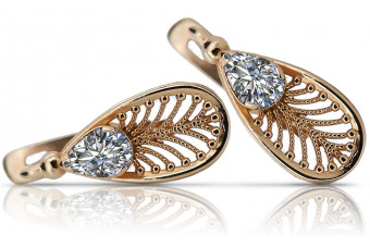 Vintage-Inspired 14K Rose Gold Zircon Earrings vec067