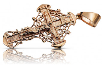 "14K Rose Gold Handcrafted Vintage Orthodox Cross Jewelry" oc016r