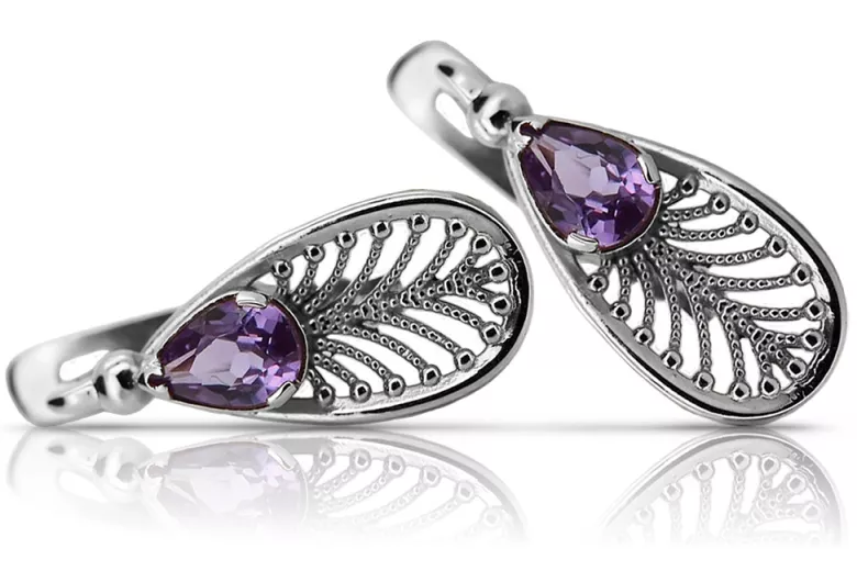 copy of Russe soviétique argent 925 Alexandrite Rubis Émeraude Saphir Aigue-marine Zircon ... Boucles d’oreilles vec033s