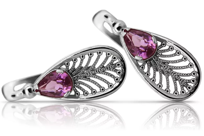 copy of Russe soviétique argent 925 Alexandrite Rubis Émeraude Saphir Aigue-marine Zircon ... Boucles d’oreilles vec033s