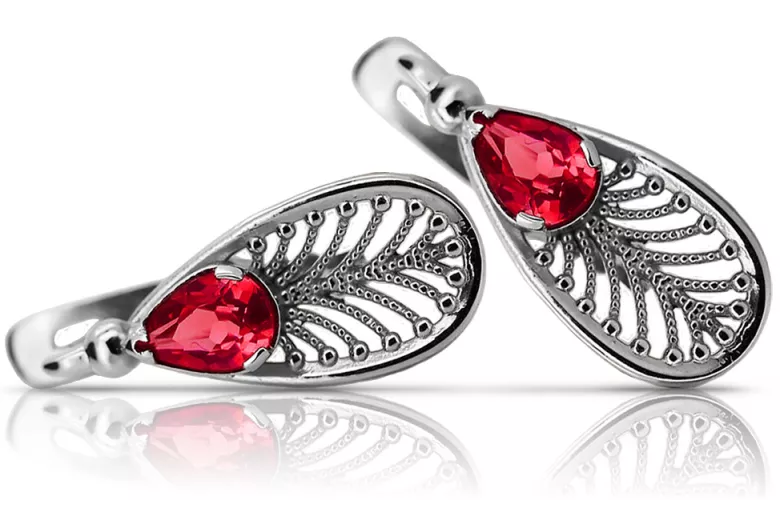 Vintage Vintage 925 Silver ruby earrings vec067s Vintage