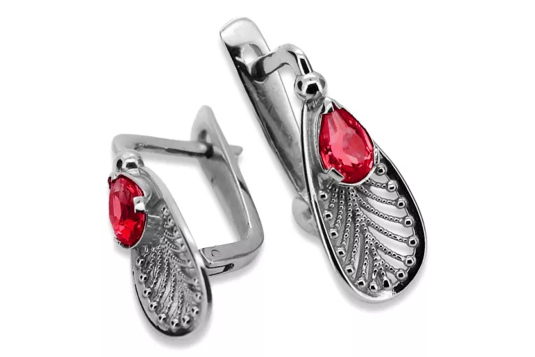 Vintage Vintage 925 Silver ruby earrings vec067s Vintage