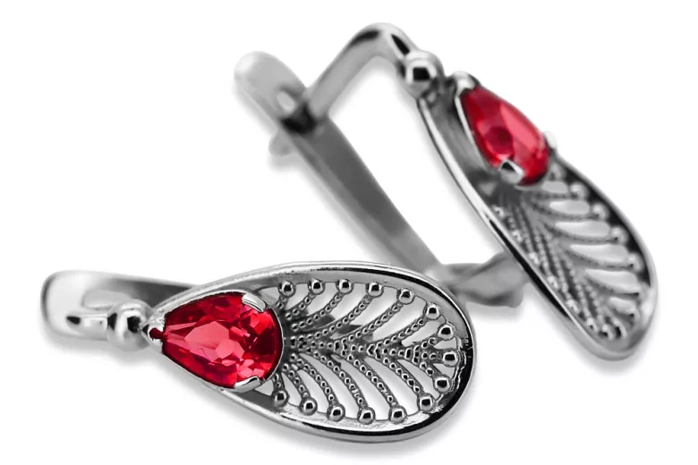 Vintage Vintage 925 Silver ruby earrings vec067s Vintage