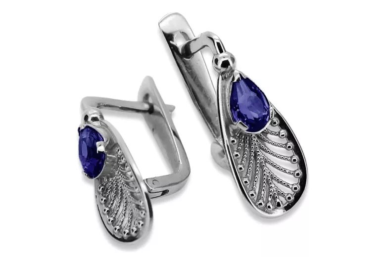 Vintage Vintage 925 Silver sapphire earrings vec067s Vintage