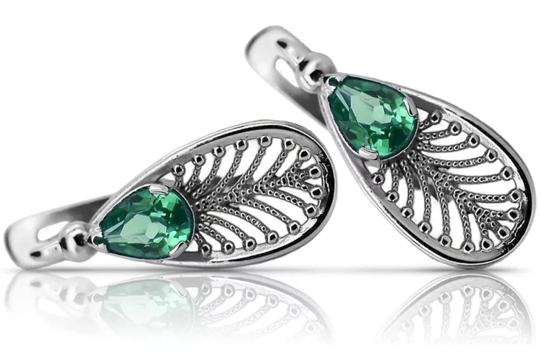 copy of Russe soviétique argent 925 Alexandrite Rubis Émeraude Saphir Aigue-marine Zircon ... Boucles d’oreilles vec033s