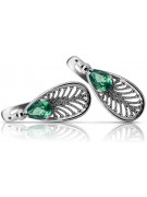 Vintage Vintage 925 Silver emerald earrings vec067s Vintage