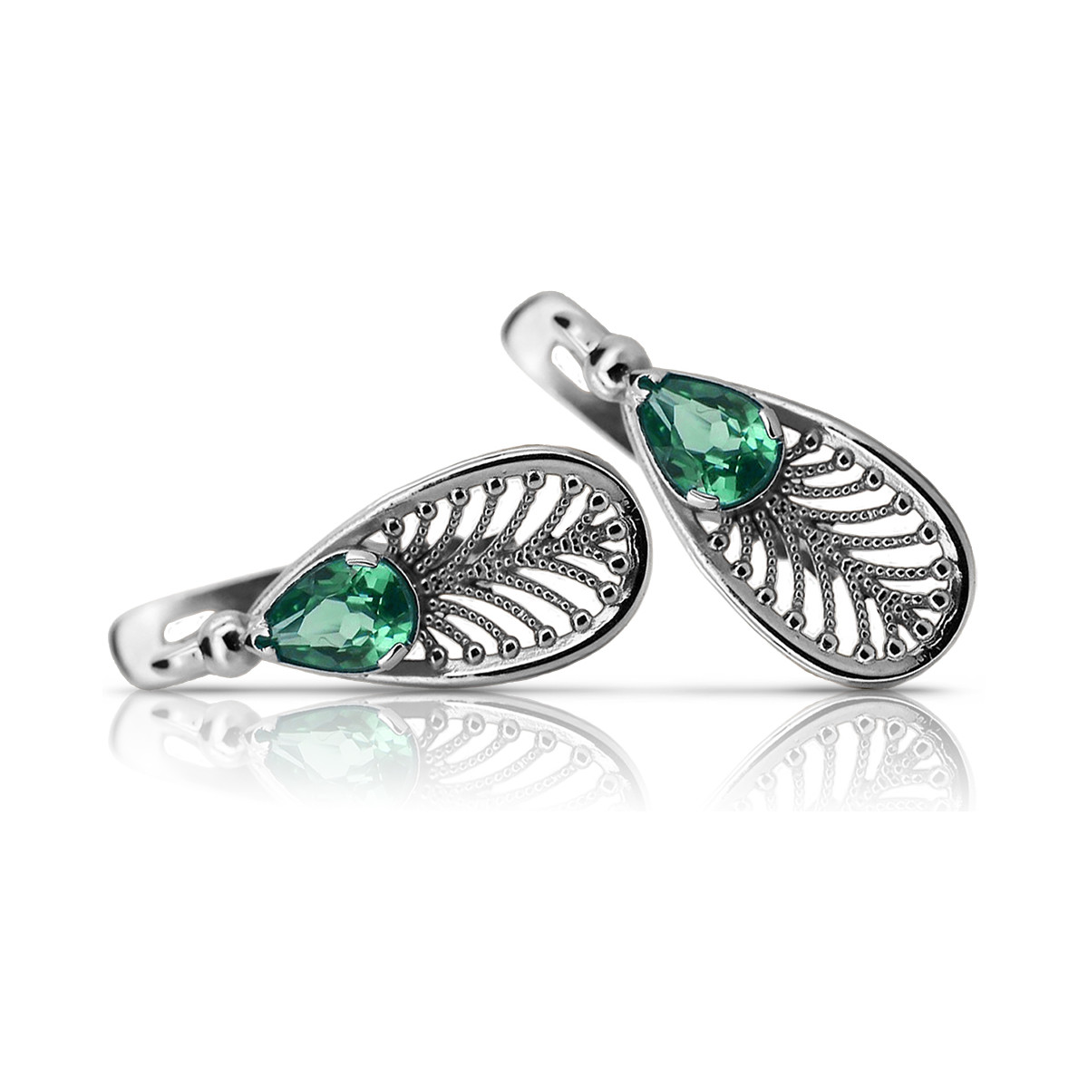 Vintage Vintage 925 Silver emerald earrings vec067s Vintage