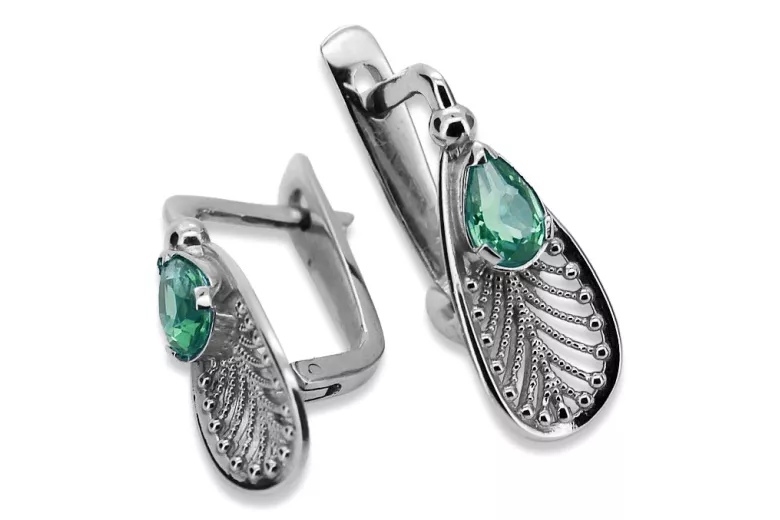 Vintage Vintage 925 Silver emerald earrings vec067s Vintage